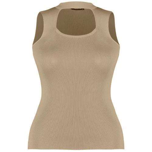 Trendyol Curve Plus Size Blouse - Beige - Fitted