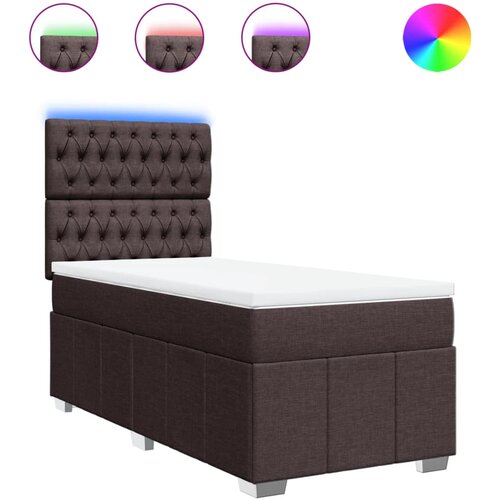 vidaXL Box spring postelja z vzmetnico temno rjava 100x200 cm blago, (21309475) Cene