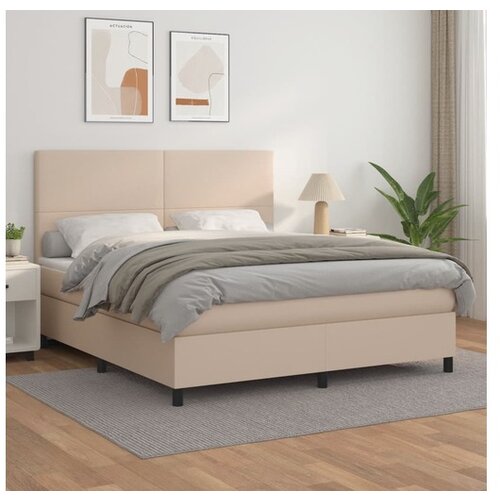 vidaXL Krevet box spring s madracem cappuccino 180x200 cm umjetna koža Cijene
