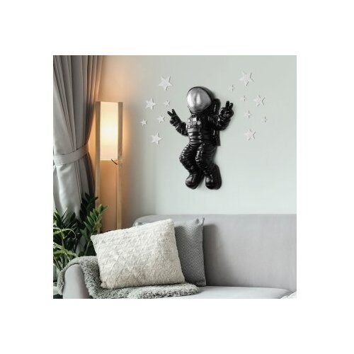 Wallity Zidna dekoracija Cosmonaut 4, 35cmx47cmx10cm, Crna Slike