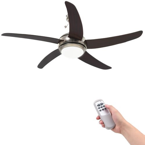 vidaXL Dekorativni stropni ventilator s svetilko 128 cm rjav, (20759575) Cene