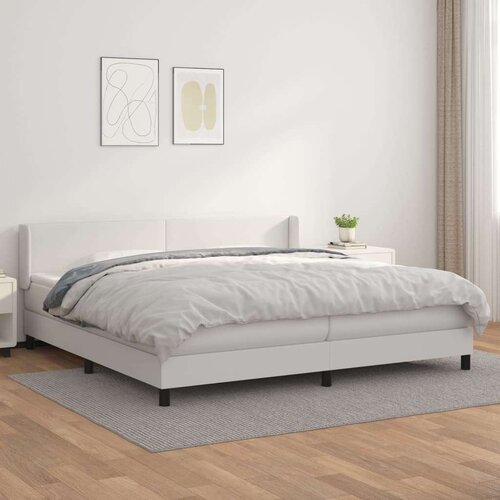  Box spring postelja z vzmetnico bela 200x200 cm umetno usnje, (20788981) Slike