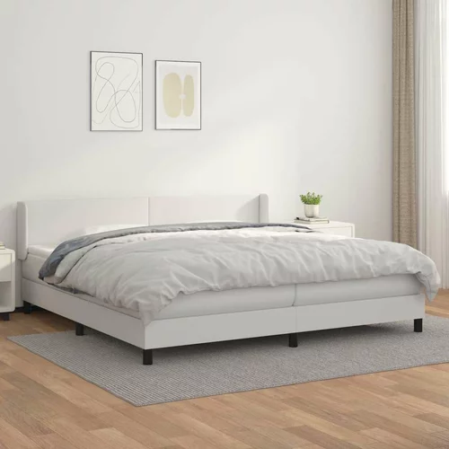  Box spring postelja z vzmetnico bela 200x200 cm umetno usnje, (20788981)