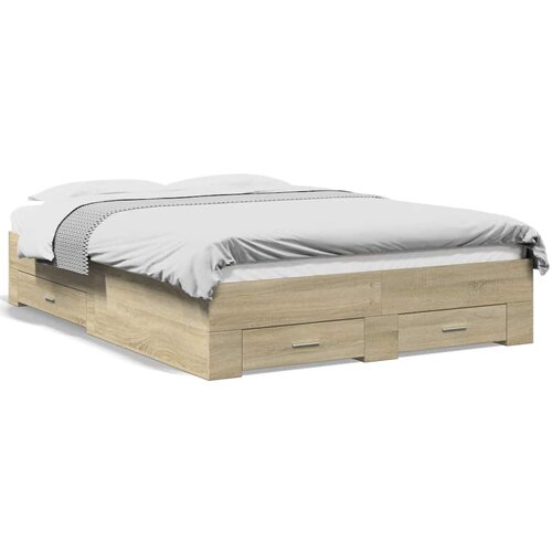 Maison Chic Posteljni okvir - Dvoposteljna postelja - Zakonska postelja s predali sonoma hrast 135x190cm inženirski les, (21694016) Cene