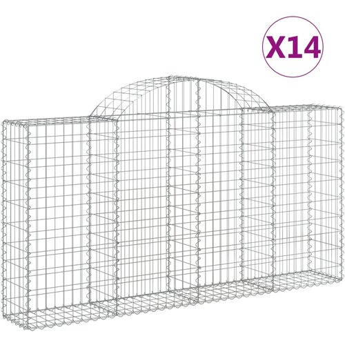  Lučne gabionske ko&amp;scaron;are 14kom 200x30x100/120cm pocinčano željezo Slike