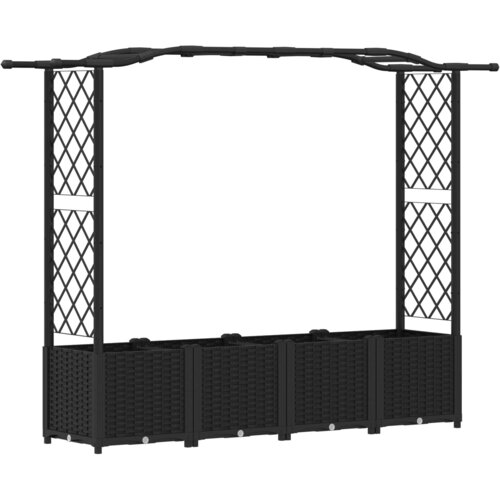 vidaXL Dvignjeno leži&scaron;če s trellisom in streho Črna 204 x 40 x 141 cm, (5000287925) Cene