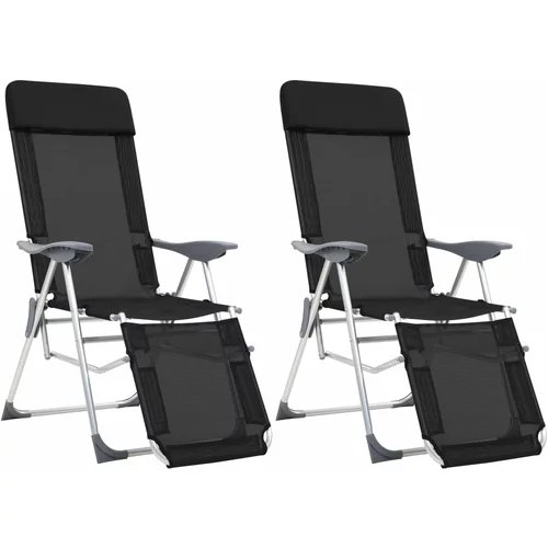  Sklopive stolice za kampiranje 2 kom crne od tekstilena