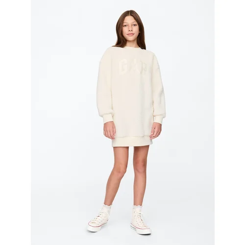 GAP Children's sweatshirt oversize sherpa dress with logo - Girls