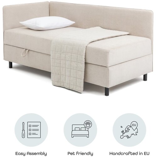 Bonami Selection Bež oblazinjena postelja s prostorom za shranjevanje z vzmetnico 120x200 cm Avela &amp;ndash; Slike