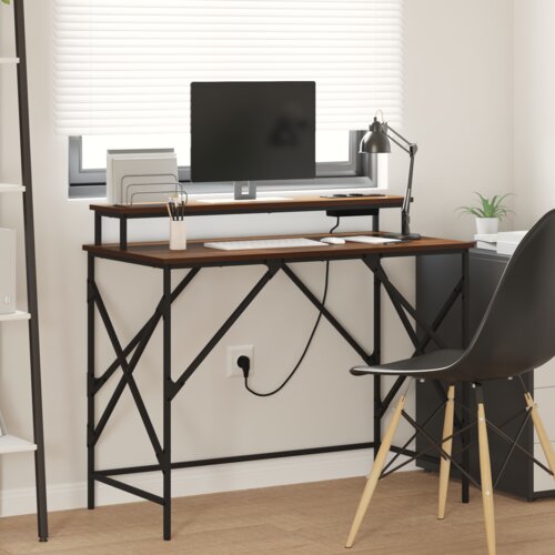 VidaXL Stol Smeđi hrast 100 x 50 x 86.5 cm Konstruirano drvo Slike