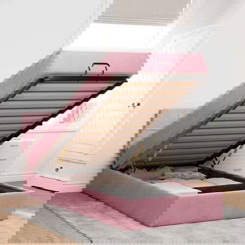 vidaXL Otomanski okvir kreveta s madraca ružičasti 90x190cm baršunasti Cene