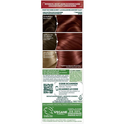 Garnier Barve za lase Permanente Haarfarbe Nutrisse Ultra Color - 5.64 Rouge Rdeča Slike