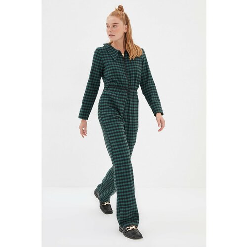 Trendyol green Checkered Zipper Jumpsuit Slike