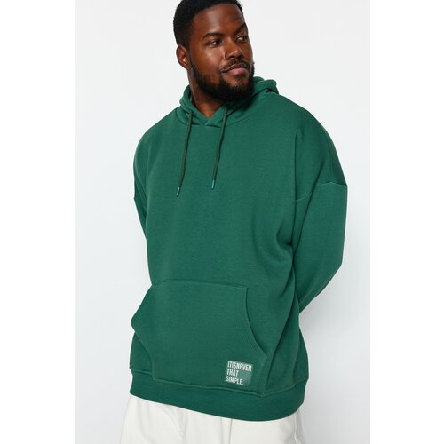 Trendyol Plus Size Sweatshirt - Green - Oversize Cene