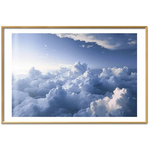  Plakat Aerial Landscapes: Sunbeams Illuminating Puffy Cloud Formations 90x60 Zlatni okvir s margom Cijene