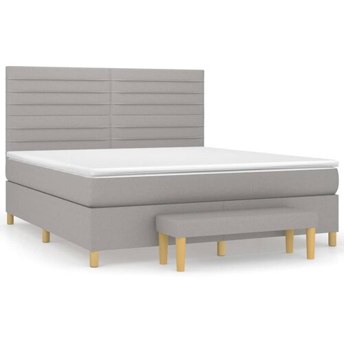  Krevet box spring s madracem svjetlosiva 160x200 cm tkanina Slike