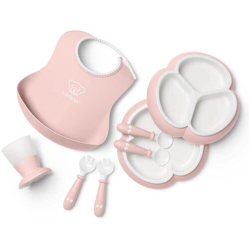 BABYBJORN set za hranjenje baby dinner powder pink (8-dijelni set) Slike
