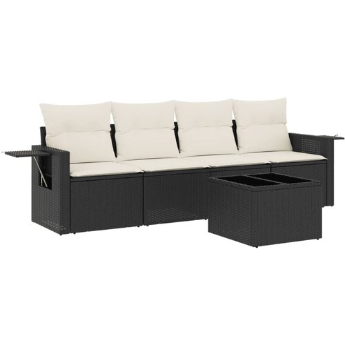  5-dijelna vrtna garnitura od poliratana s jastucima crna 85 x 62 x 69 cm Slike