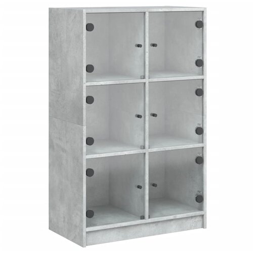 Maison Chic Visoka omara - Komoda - Predalnik z vrati betonsko siva 68x37x109 cm inženirski les, (21722707) Slike