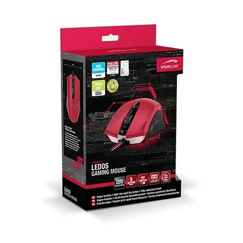  Miš SPEEDLINK LEDOS Gaming, red, red LED,...