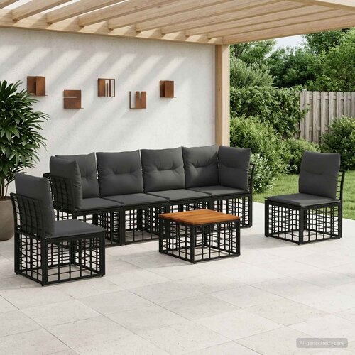  Set vanjskih sofa 7 pcs Crna i tamno siva Poliester Cijene