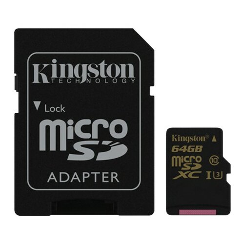 Kingston MicroSDXC 64GB class 10 UHS-I U3 Gold series + adapter - SDCG/64GB memorijska kartica Slike