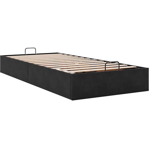 VidaXL Otomanski okvir kreveta bez madraca crni 90x190 cm bar&amp;scaron;unasti Slike