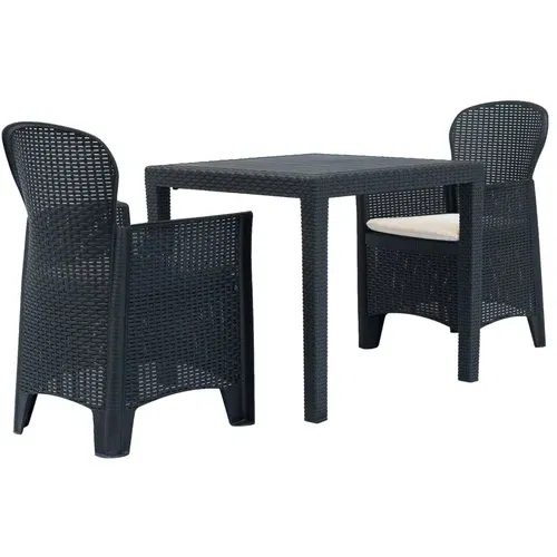  3-dijelni bistro set od plastike s izgledom ratana antracit