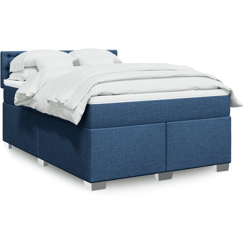 VidaXL Box spring postelja z vzmetnico modra 160x200 cm blago Slike