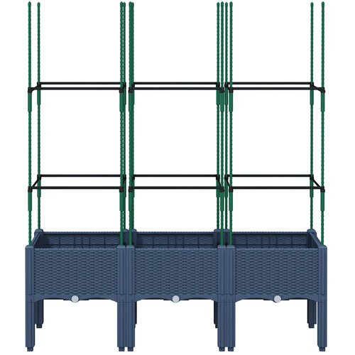 Vrtna sadilica s re&amp;scaron;etkom plava siva 120 x 40 x 142,5 cm PP Slike