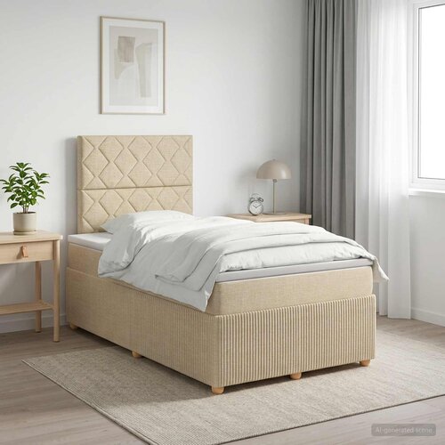  Boxspring krevet s madracem Krem 120 x 200 cm Tkanina Cijene