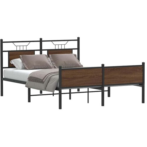 vidaXL Posteljni okvir brez vzmetnice hrast 140x200 cm inženirski les Cene