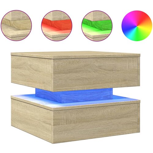 Maison Chic Klubska mizica - kavna mizica - Nizka mizica z LED lučkami sonoma hrast 50x50x40 cm, (21752346) Slike