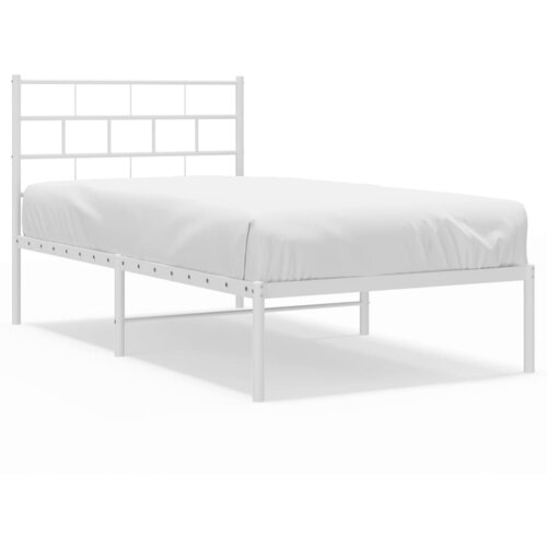 VidaXL Kovinski posteljni okvir z vzglavjem bel 75x190 cm, (20905557) Slike