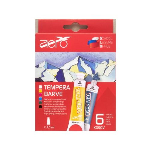 Boja tempera Aero 7,5ml tubice 6 kom u kartonskoj kutiji Slike
