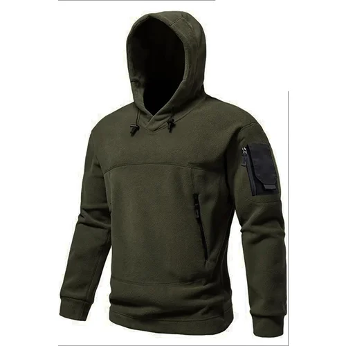 Dewberry 60343 Warm Outdoor Hooded Mens Fleece-DARK KHAKI