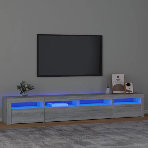 vidaXL TV omarica z LED lučkami siva sonoma 240x35x40 cm