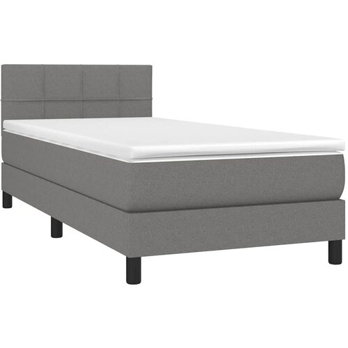  box spring s madracem LED tamnosivi 90x200 cm tkanina Slike