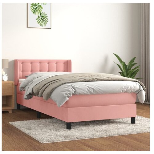  Box spring postelja z vzmetnico roza 90x200 cm žamet Cene