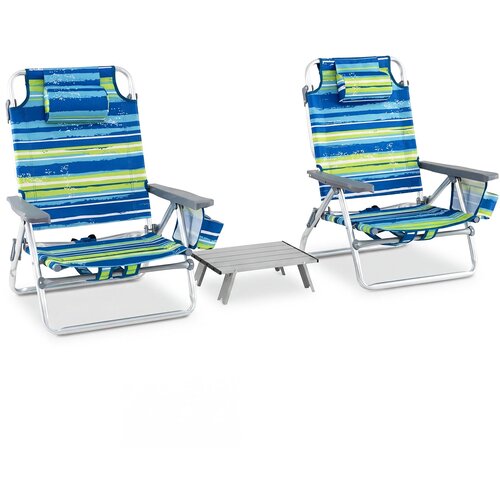 Costway Komplet 2 plažnih stolov s mizico, (5000356028) Slike