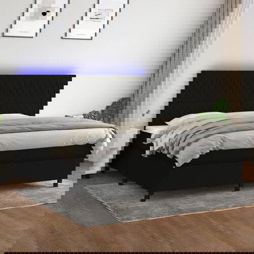  The Living Store Box spring postelja z vzmetnico LED črna 200x200 cm blago - Box Spring Postelja, (21458268) Slike