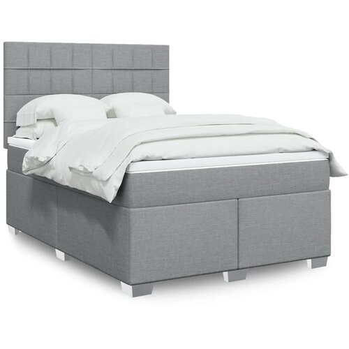 VidaXL Box spring postelja z vzmetnico svetlo siva 140x200 cm blago Slike