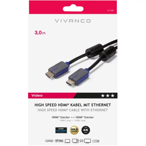 Vivanco Absorber HDMI Kabel Ethernet 3m