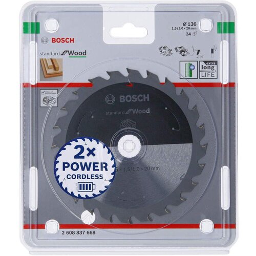 Bosch Standard for Wood list kružne testere za akumulatorske testere 136x1,5x20 T24 Cene