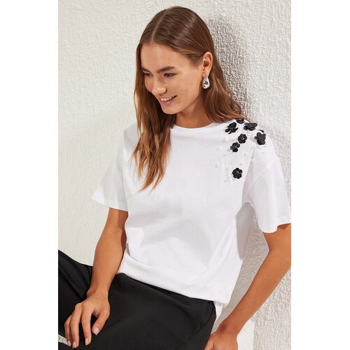 TRENDYOLMILLA Ženska majica TWOSS25TS00030, Bela Cene