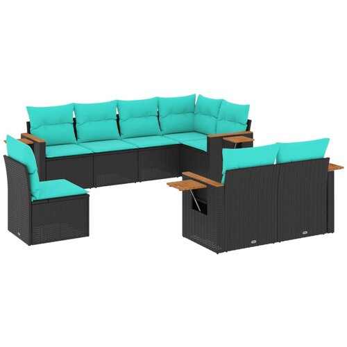 vidaXL 8-dijelni set vrtnih sofa od poliratana s jastucima crni Cijene