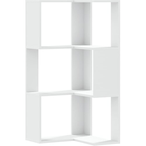 vidaXL Kotna knjižna omara 3-nadstropna bela 50x50x102 cm, (21326712) Cene