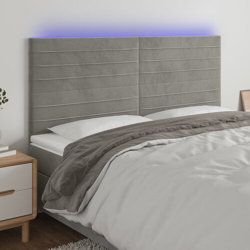 vidaXL LED posteljno vzglavje svetlo sivo 180x5x118/128 cm žamet Cene