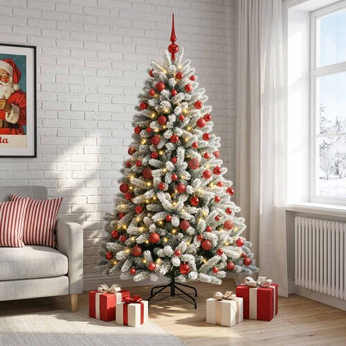  Umjetno božićno drvce s kuglicama 180 cm 300 LED lampica Slike