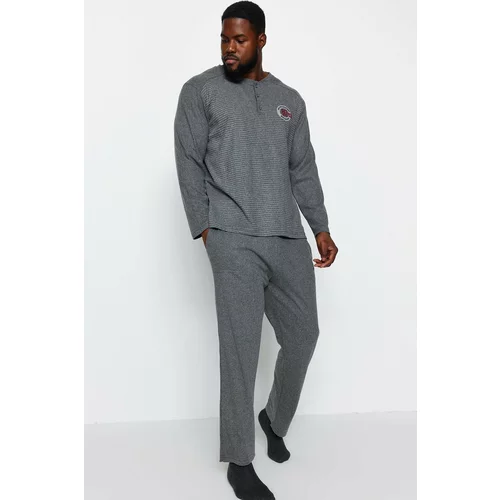 Trendyol Plus Size Pajama Set - Gray - Plain
